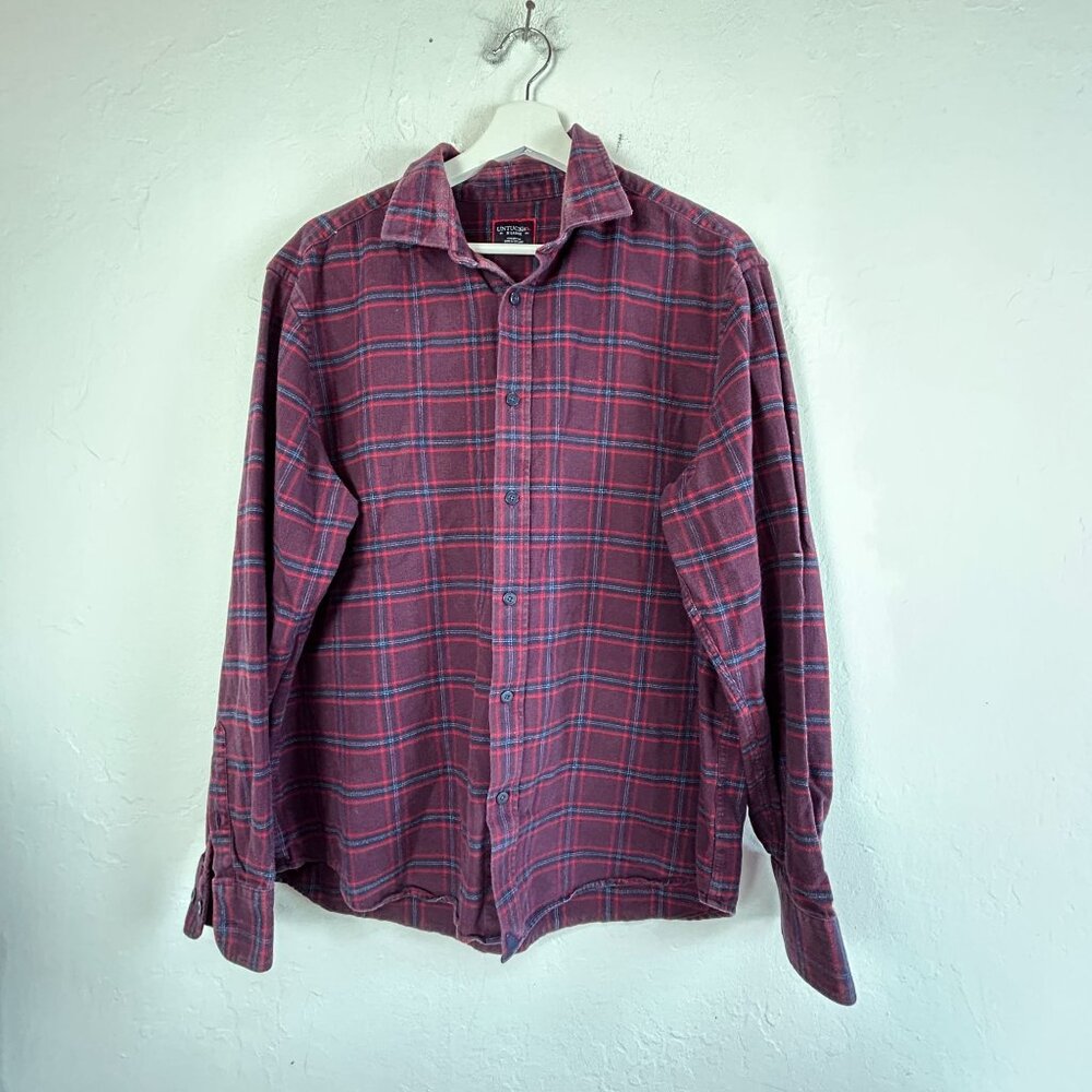 Untuckit Mens Red Plaid Long Sleeve Button-Up Barry Shirt XL Casual Lightweight